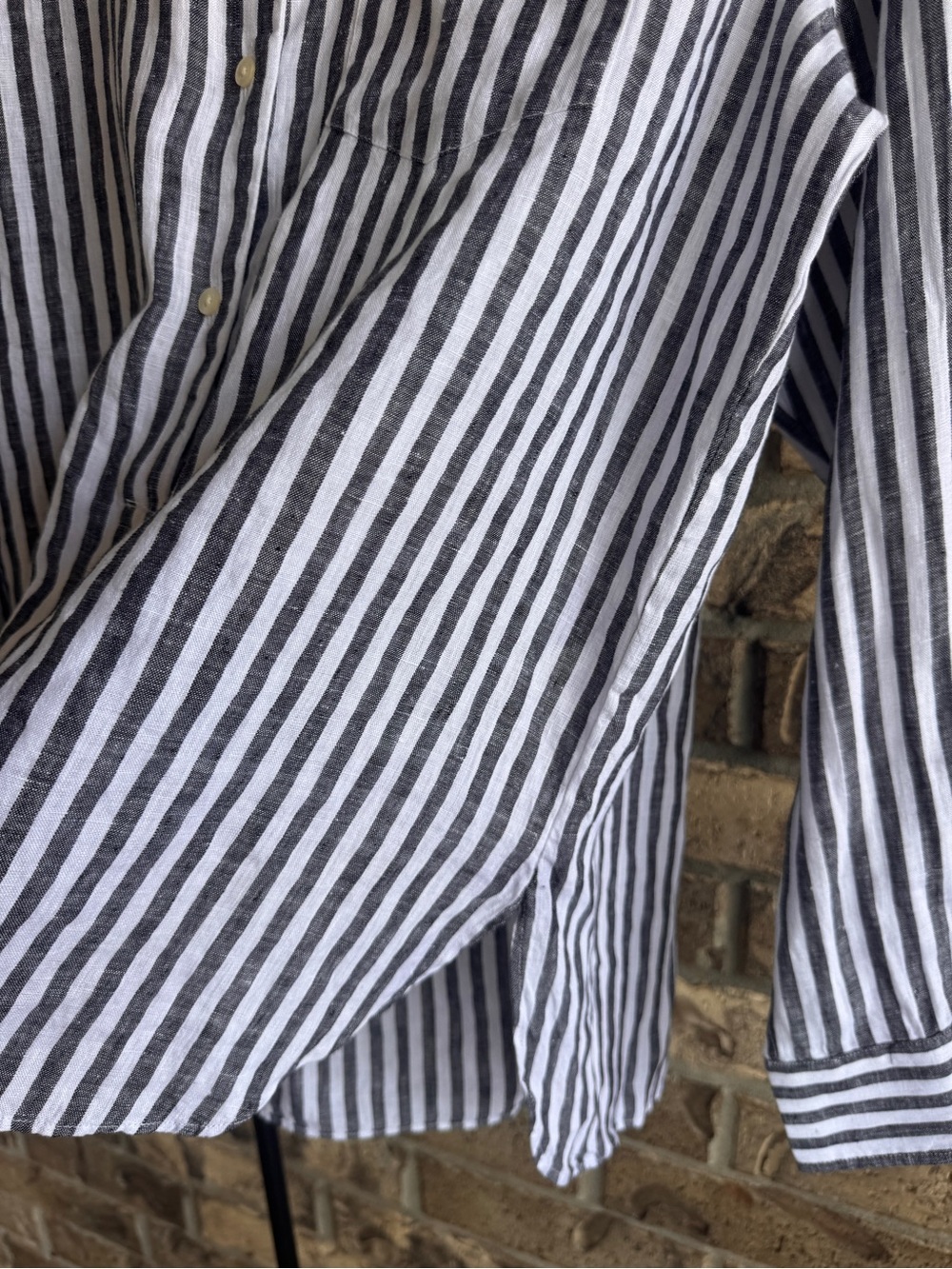 Lauren Ralph Lauren 100% Linen Striped Popover Half Button Shirt Size L - Picture 9 of 16